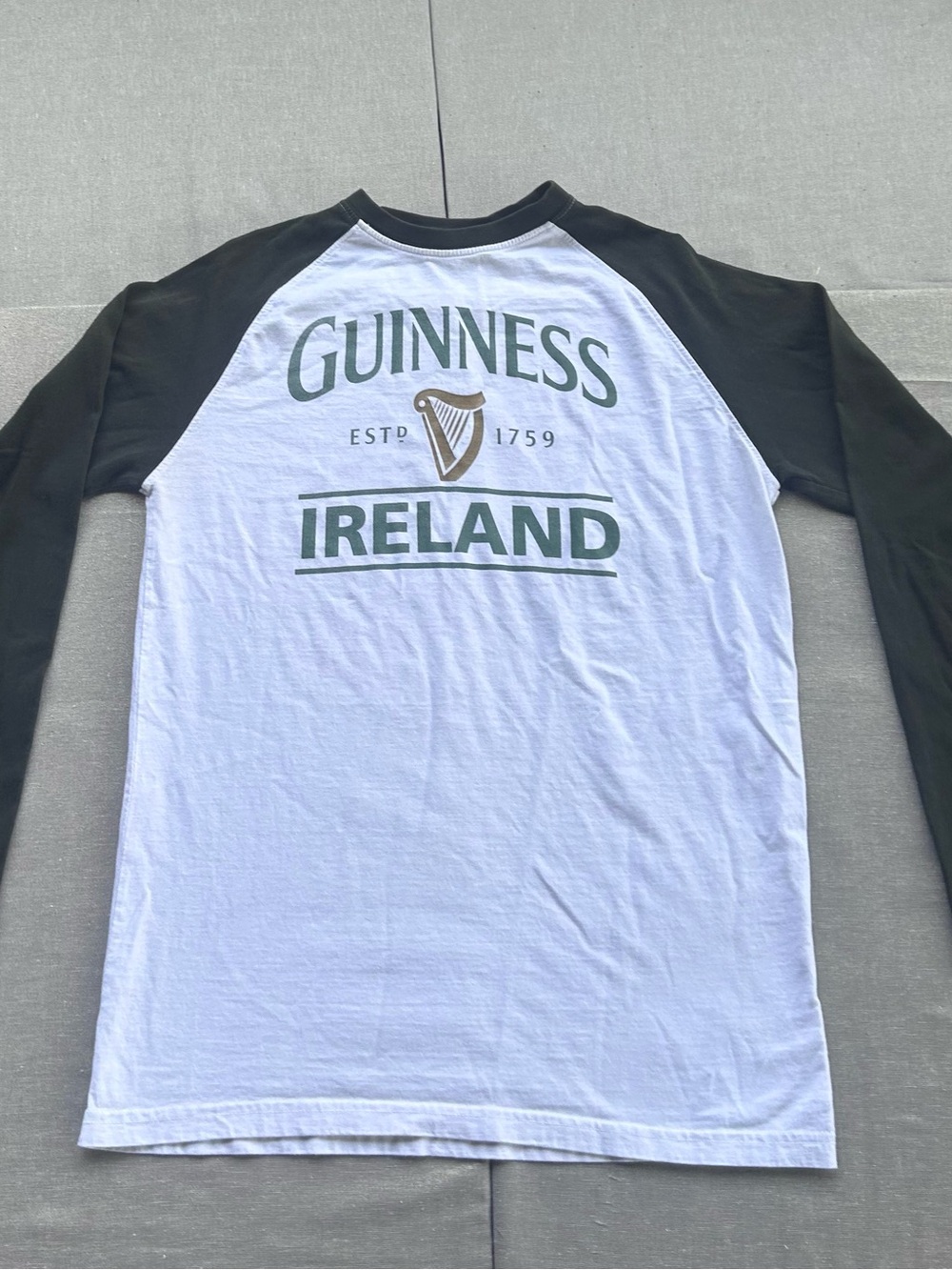 Guinness Black Sleeve White Body Raglan Long Sleeve Shirt